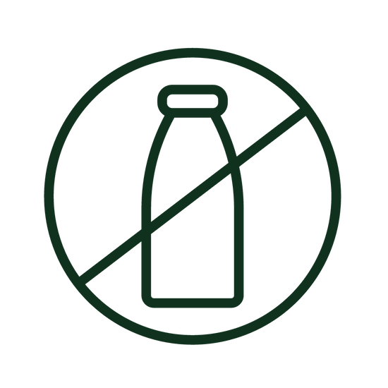 Milk bottle with line through is symbolizing dairy free