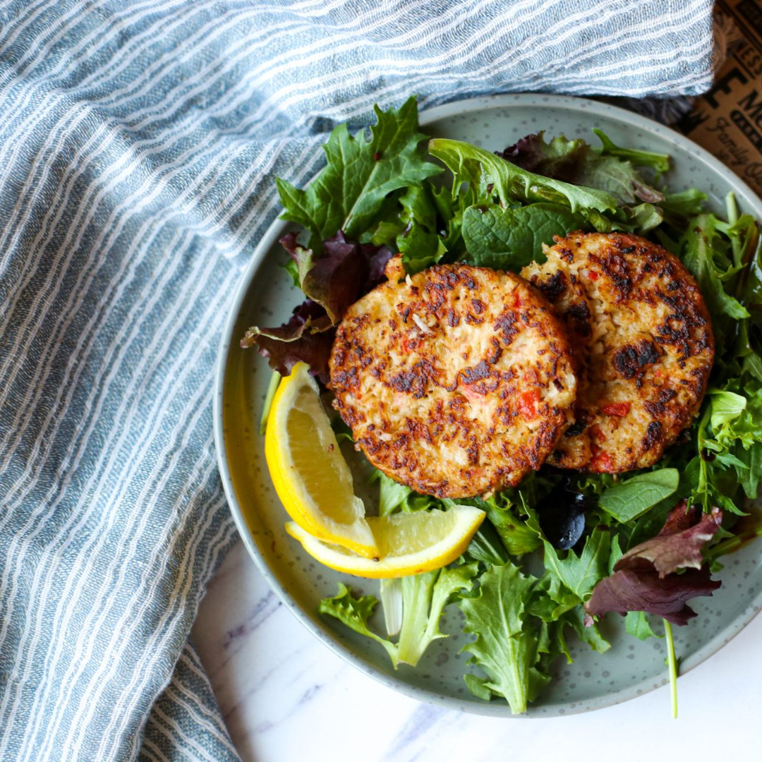 "Crab" Cakes Over Salad