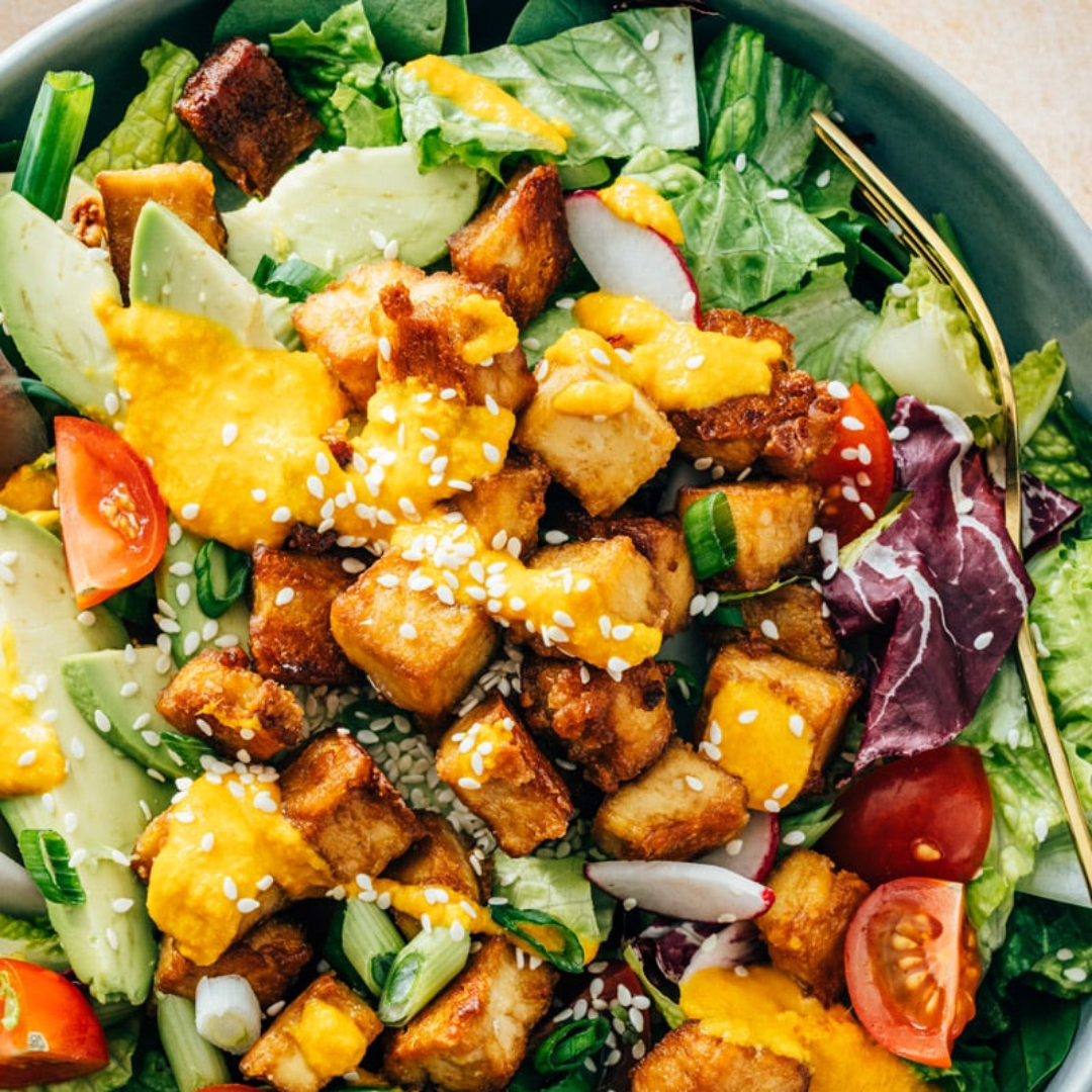 Sesame Tofu Salad with Carrot Ginger Dressing - GF