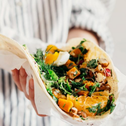 Roasted Sweet Potato Wrap & Soup Combo