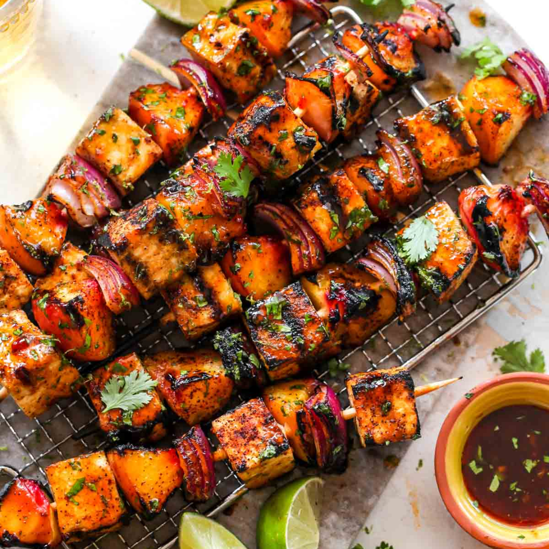 Tofu & Mushroom Grilled Skewers with Couscous