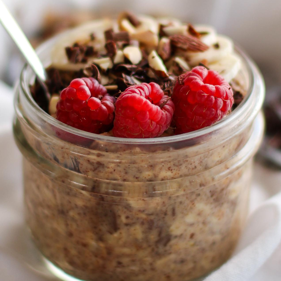 Raspberry Chocolate Overnight Oats - GF