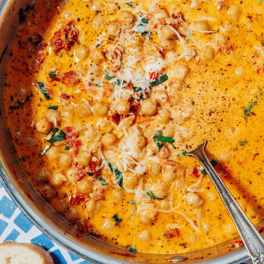 Creamy Sundried Tomato Chickpeas With Crispy Polenta - GF